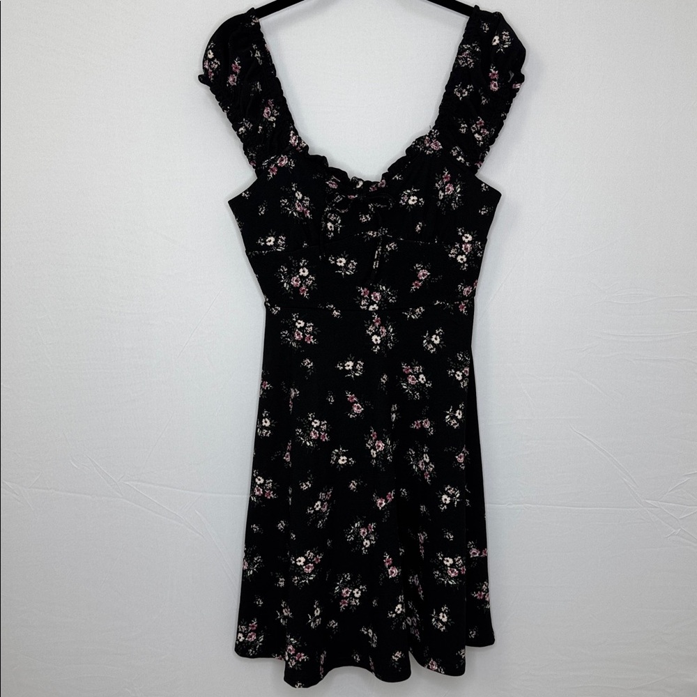 Ultra Flirt Juniors Black Floral Mini Dress